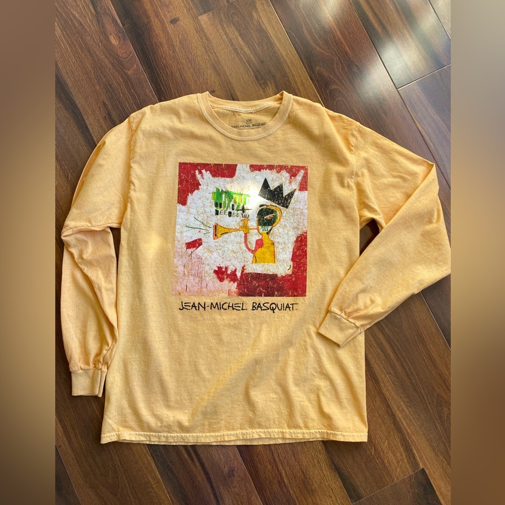 Jean-Michel Basquiat Ripple Long Sleeve Cotton Graphic T-Shirt Trumpet Art